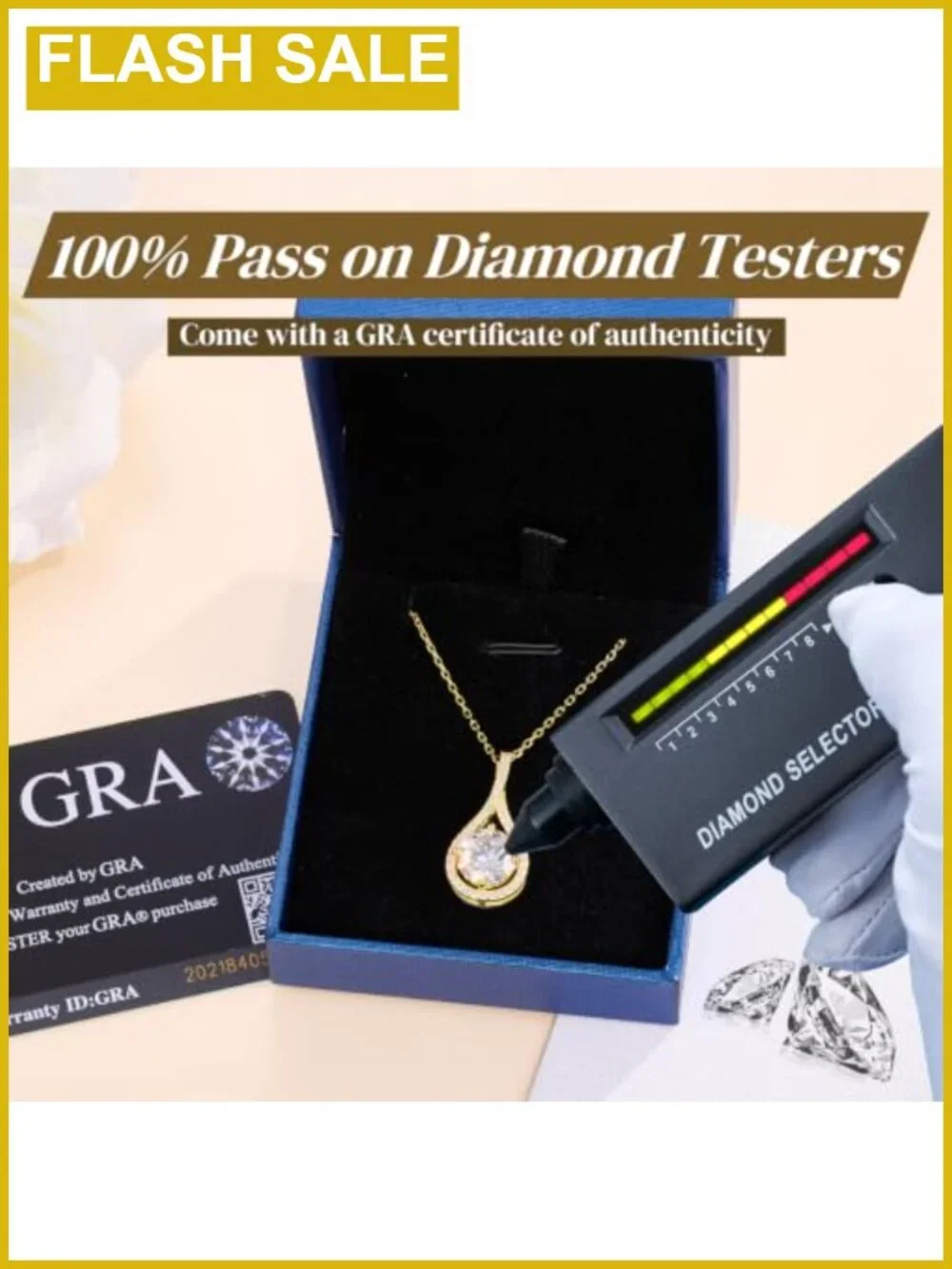 Moissanite Pendant Necklace 925 Sterling Silver 18K Gold Plated Gift for Women